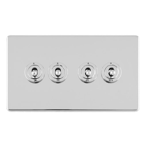 Eurolite Switches Polished Chrome Concealed 3mm 4 Gang 10Amp 2Way Toggle Switch Polished Chrome Plate - Polished Chrome