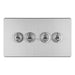 Eurolite Switches Stainless Steel Concealed 3mm 4 Gang 10Amp 2Way Toggle Switch Satin Stainless Plate - Stainless Steel