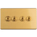 Eurolite Switches Satin Brass Concealed 3mm 4 Gang 2 Way Toggle Switch - Satin Brass