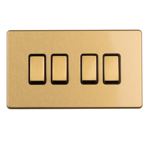 Eurolite Switches Satin Brass Concealed 3mm 4 Gang 2Way Switch - Satin Brass