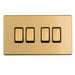 Eurolite Switches Satin Brass Concealed 3mm 4 Gang 2Way Switch - Satin Brass