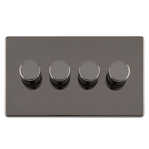 Eurolite Switches Black Nickel Concealed 3mm 4 Gang Led Push On Off 2Way Dimmer - Black Nickel