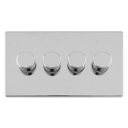 Eurolite Switches Polished Chrome Concealed 3mm 4 Gang Led Push On Off 2Way Dimmer - Polished Chrome