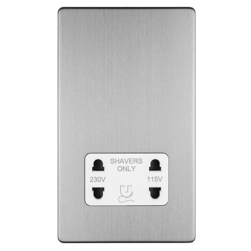 Eurolite Plug Sockets Stainless Steel Concealed 3mm 4 Gang Shaver Socket 230/115V - Stainless Steel