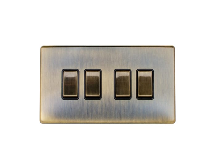 Eurolite Switches Antique Brass Concealed 3mm 4 Gang Switch - Antique Brass