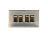 Eurolite Switches Antique Brass Concealed 3mm 4 Gang Switch - Antique Brass