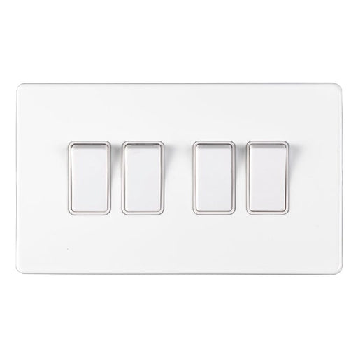 Eurolite Switches Matt White Concealed 3mm 4 Gang Switch - Matt White