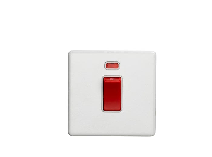 Eurolite Switches Matt White Concealed 3mm 45Amp Switch With Neon Indicator - Matt White