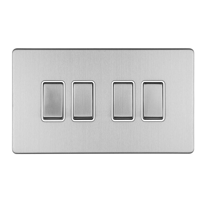 Eurolite Switches Stainless Steel Concealed 3mm 6 Gang 10Amp 2Way Switch - Stainless Steel