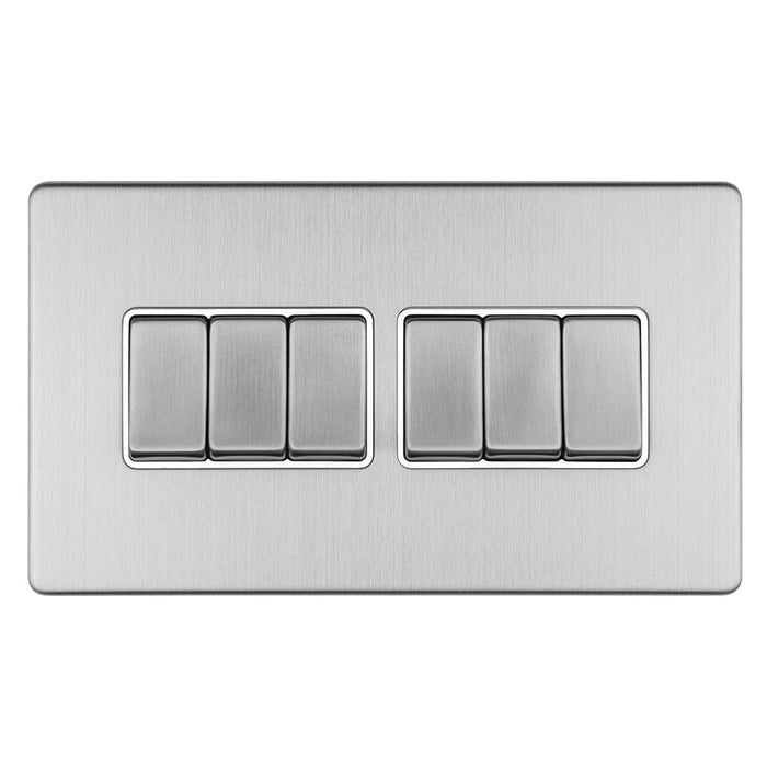 Eurolite Switches Stainless Steel Concealed 3mm 6 Gang 10Amp 2Way Switch - Stainless Steel