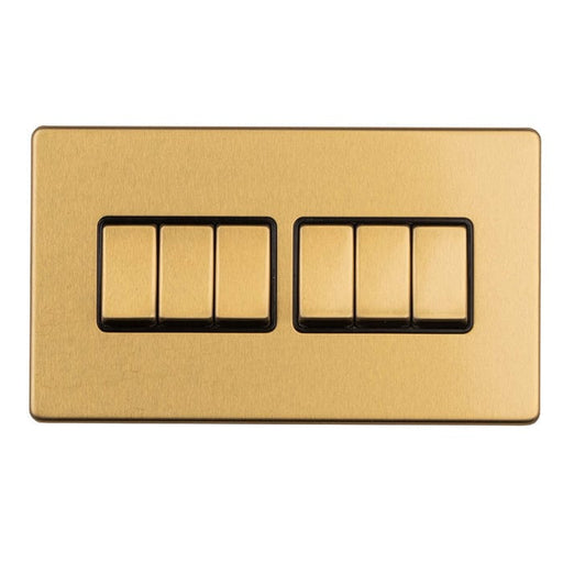 Eurolite Switches Satin Brass Concealed 3mm 6 Gang 2Way Switch - Satin Brass