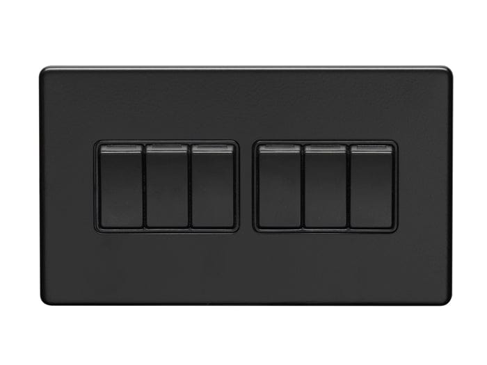 Eurolite Switches Matt Black Concealed 3mm 6 Gang Switch - Matt Black