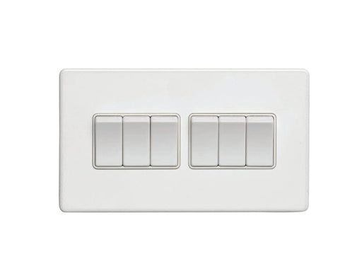 Eurolite Switches Matt White Concealed 3mm 6 Gang Switch - Matt White