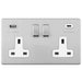 Eurolite Plug Sockets Stainless Steel Concealed 3mm Concealed 3Mm 2 Gang Usbc Socket - Stainless Steel