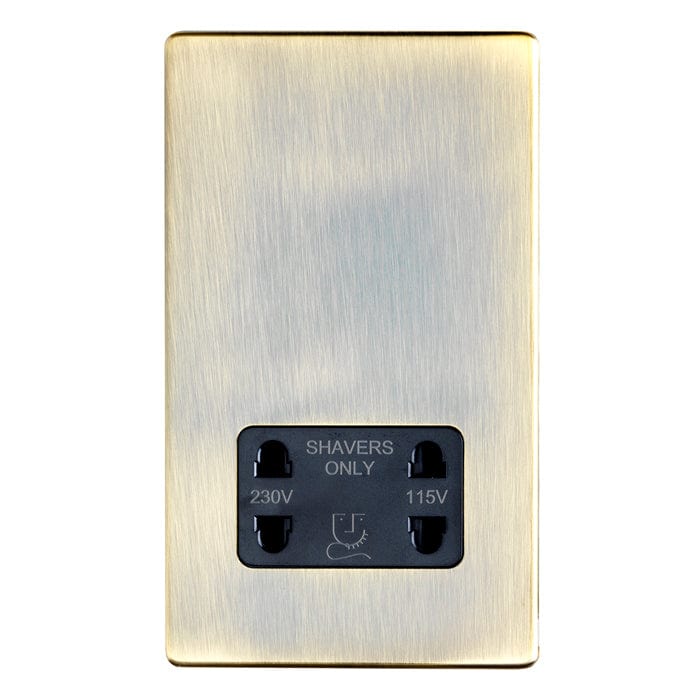 Eurolite Plug Sockets Antique Brass Concealed 3mm Shaver Socket - Antique Brass