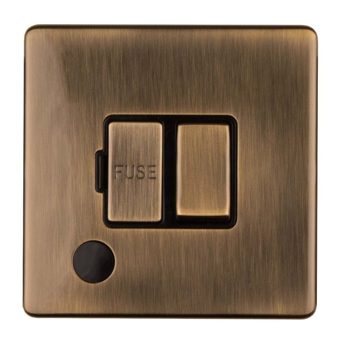 Eurolite Switches Antique Brass Concealed 3mm Switched Fuse Spur - Antique Brass