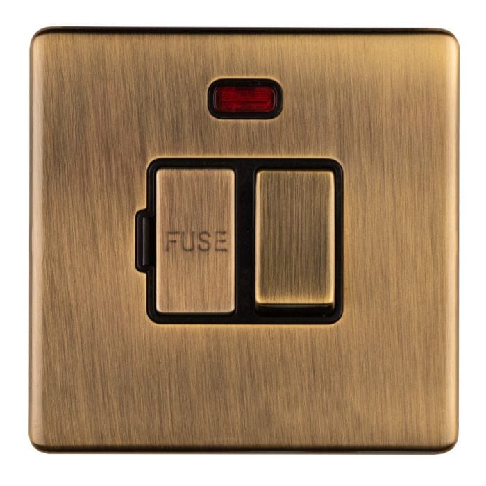 Eurolite Switches Antique Brass Concealed 3mm Switched Fuse Spur - Antique Brass