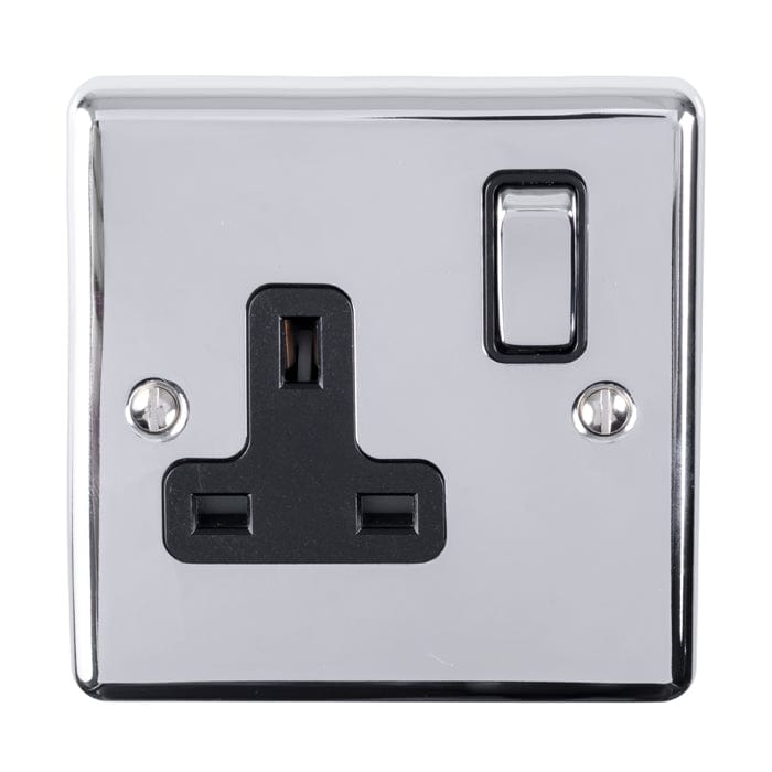 Eurolite Plug Sockets Polished Chrome Enhance Decorative 1 Gang Socket - Polished Chrome