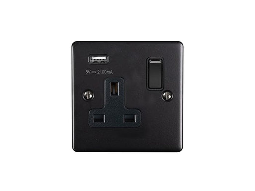 Eurolite Plug Sockets Matt Black Enhance Decorative 1 Gang Usb Socket - Matt Black