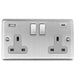 Eurolite Plug Sockets Satin Stainless Enhance Decorative 2 Gang 13Amp Switched Socket With Usb C Stainless Steel - Satin Stainless