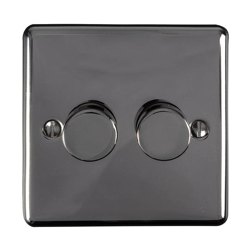 Eurolite Switches Black Nickel Enhance Decorative 2 Gang Dimmer - Black Nickel