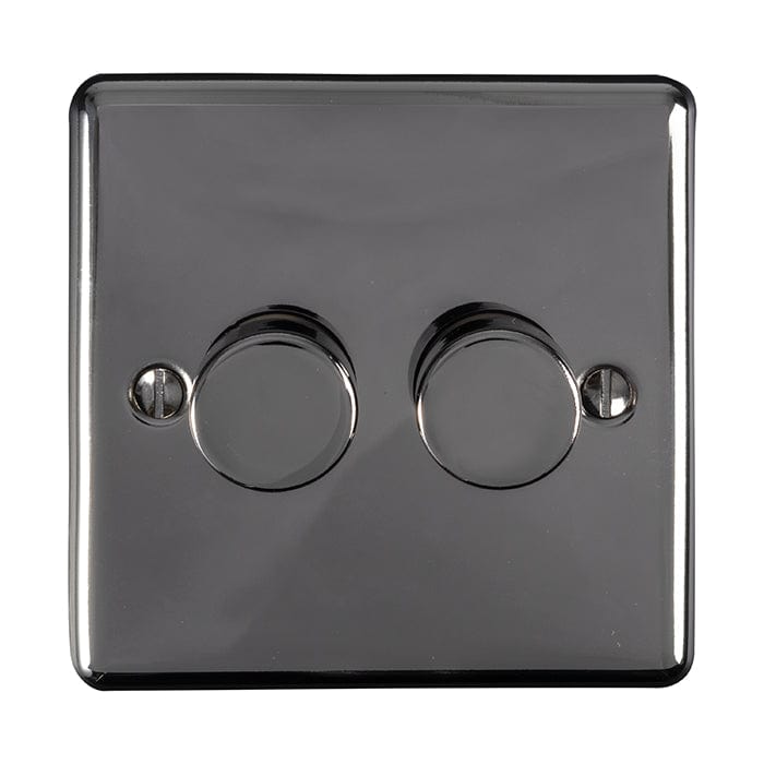 Eurolite Switches Black Nickel Enhance Decorative 2 Gang Dimmer - Black Nickel