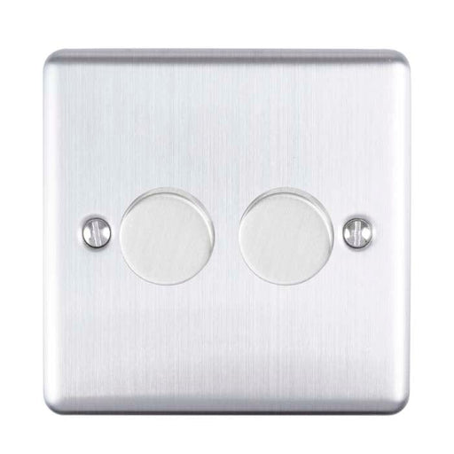 Eurolite Switches Satin Stainless Enhance Decorative 2 Gang Dimmer - Satin Stainless