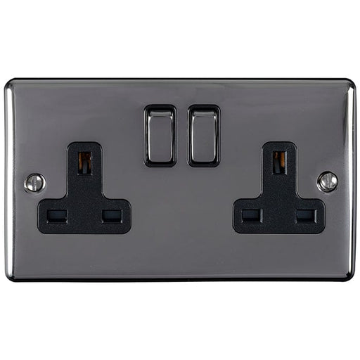 Eurolite Plug Sockets Black Nickel Enhance Decorative 2 Gang Socket - Black Nickel