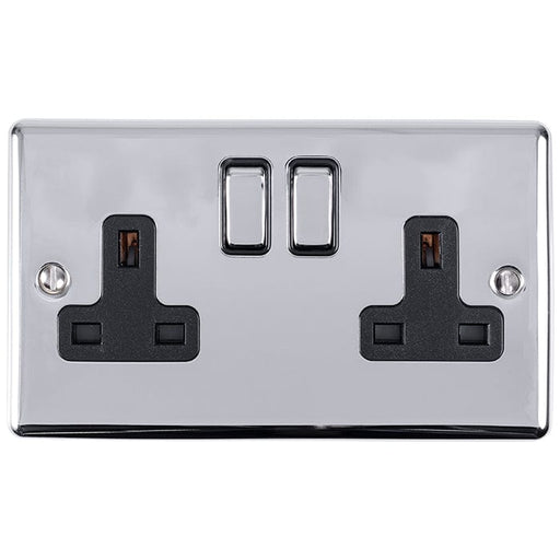 Eurolite Plug Sockets Polished Chrome Enhance Decorative 2 Gang Socket - Polished Chrome