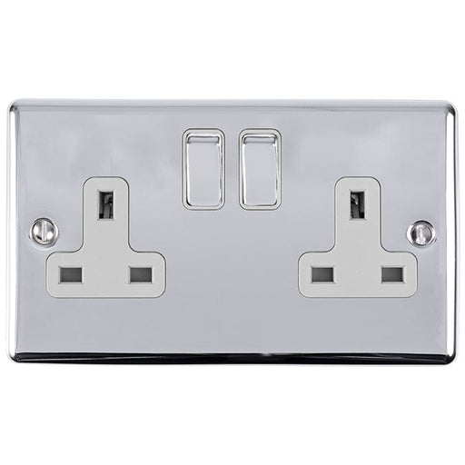 Eurolite Plug Sockets Polished Chrome Enhance Decorative 2 Gang Socket - Polished Chrome