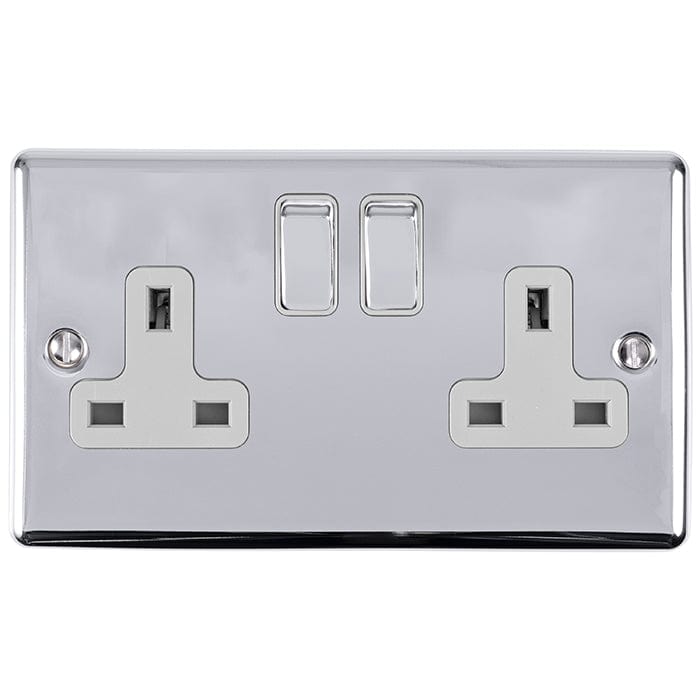 Eurolite Plug Sockets Polished Chrome Enhance Decorative 2 Gang Socket - Polished Chrome