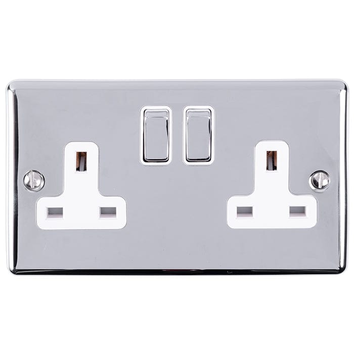 Eurolite Plug Sockets Polished Chrome Enhance Decorative 2 Gang Socket - Polished Chrome