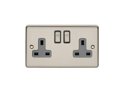 Eurolite Plug Sockets Satin Stainless Enhance Decorative 2 Gang Socket - Satin Stainless