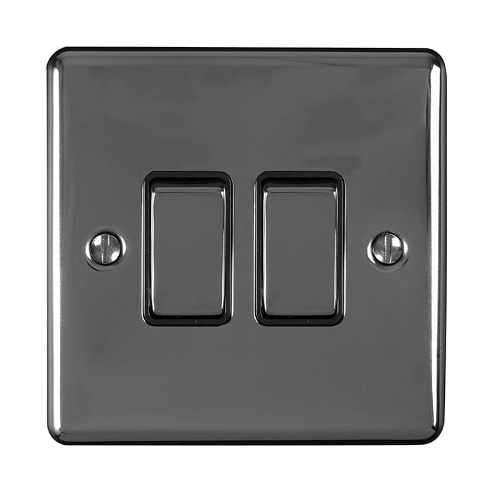 Eurolite Switches Black Nickel Enhance Decorative 2 Gang Switch - Black Nickel