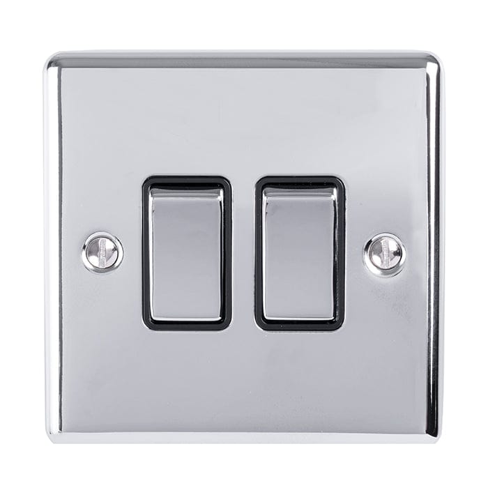 Eurolite Switches Polished Chrome Enhance Decorative 2 Gang Switch - Polished Chrome