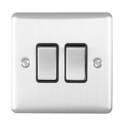 Eurolite Switches Satin Stainless Enhance Decorative 2 Gang Switch - Satin Stainless