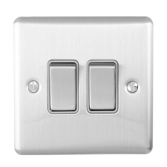 Eurolite Switches Satin Stainless Enhance Decorative 2 Gang Switch - Satin Stainless