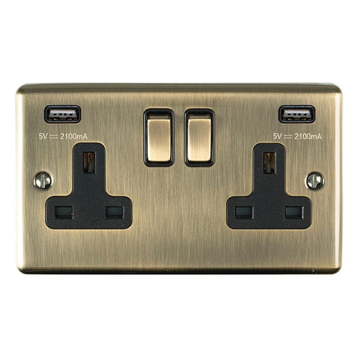 Eurolite Plug Sockets Antique Enhance Decorative 2 Gang Usb Socket - Antique