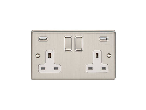 Eurolite Plug Sockets Satin Stainless Enhance Decorative 2 Gang Usb Socket - Satin Stainless