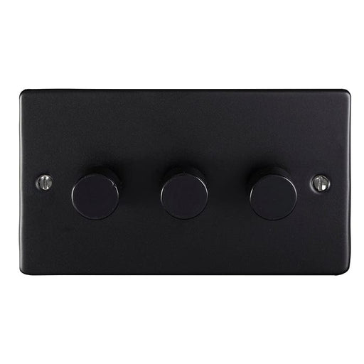 Eurolite Switches Matt Black Enhance Decorative 3 Gang Dimmer - Matt Black