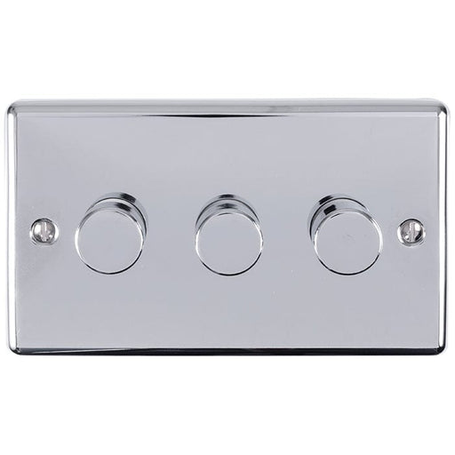 Eurolite Switches Polished Chrome Enhance Decorative 3 Gang Dimmer - Polished Chrome