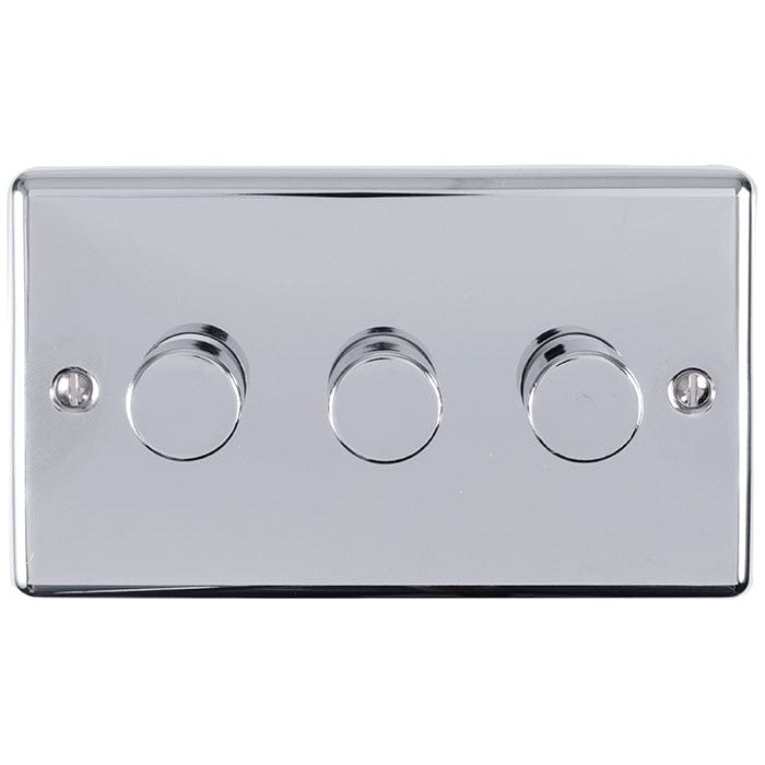 Eurolite Switches Polished Chrome Enhance Decorative 3 Gang Dimmer - Polished Chrome