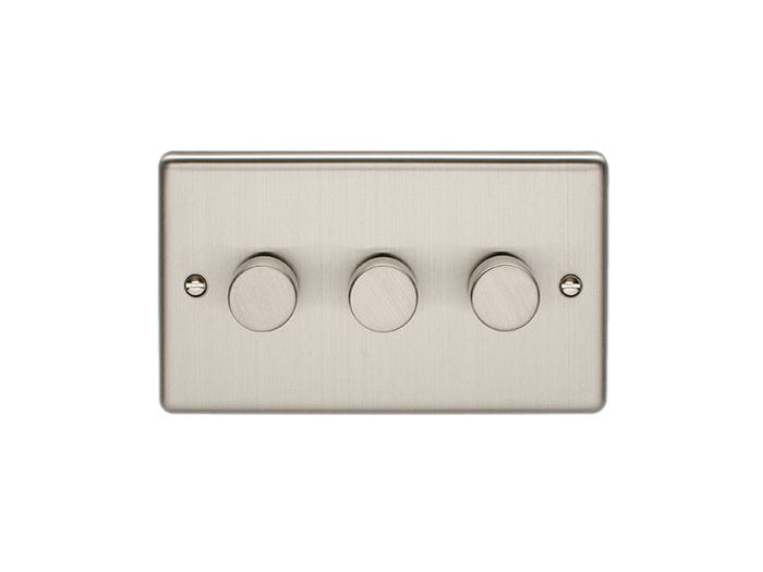 Eurolite Switches Satin Stainless Enhance Decorative 3 Gang Dimmer - Satin Stainless