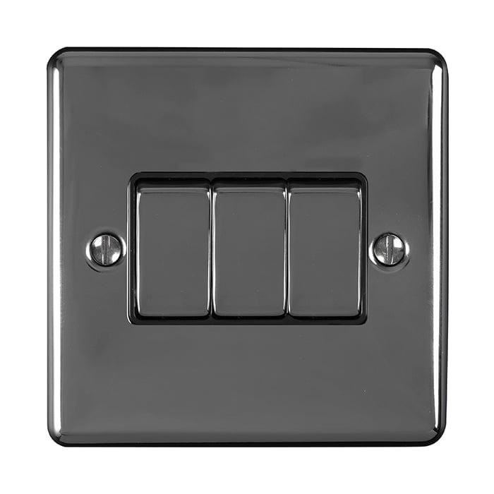 Eurolite Switches Black Nickel Enhance Decorative 3 Gang Switch - Black Nickel