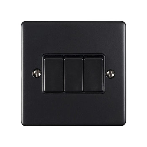 Eurolite Switches Matt Black Enhance Decorative 3 Gang Switch - Matt Black