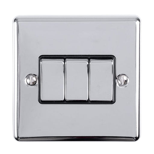 Eurolite Switches Polished Chrome Enhance Decorative 3 Gang Switch - Polished Chrome