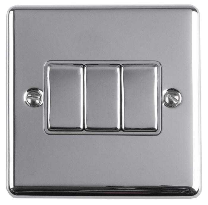 Eurolite Switches Polished Chrome Enhance Decorative 3 Gang Switch - Polished Chrome