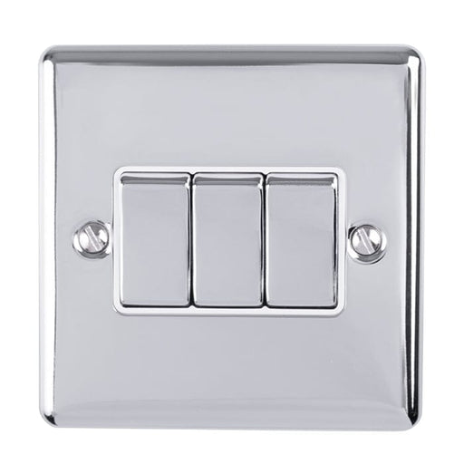 Eurolite Switches Polished Chrome Enhance Decorative 3 Gang Switch - Polished Chrome