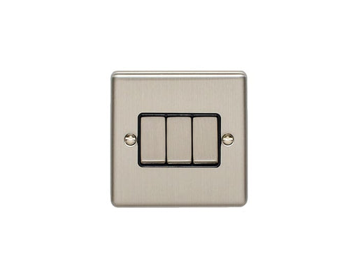 Eurolite Switches Satin Stainless Enhance Decorative 3 Gang Switch - Satin Stainless