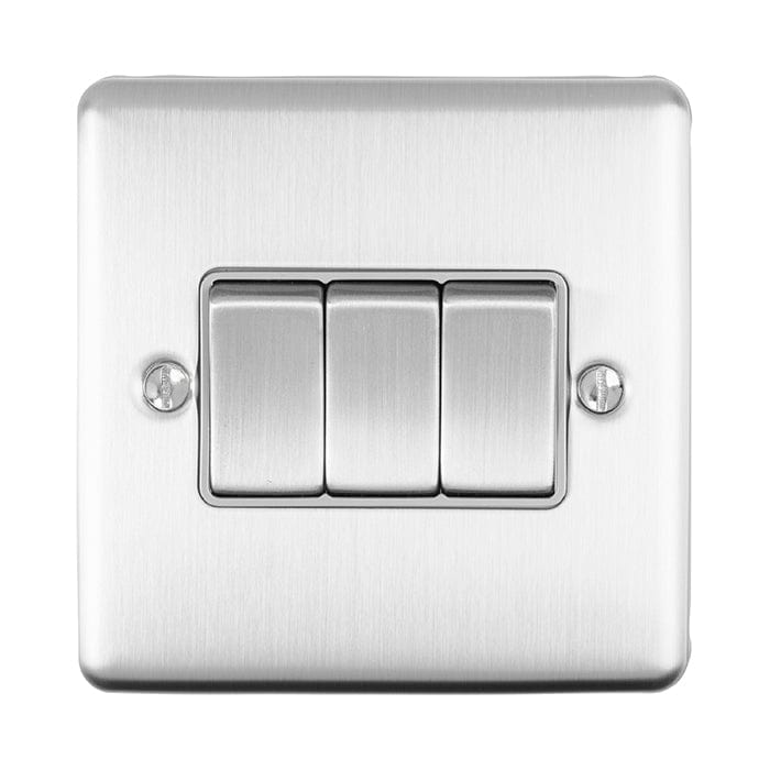 Eurolite Switches Satin Stainless Enhance Decorative 3 Gang Switch - Satin Stainless